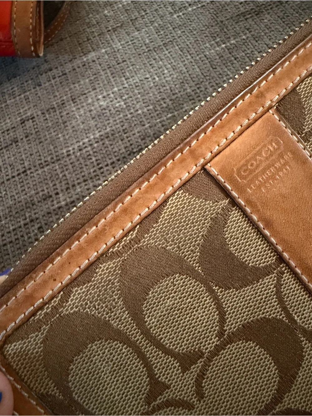 Coach Red Patent Leather Tote with Brown Trim
